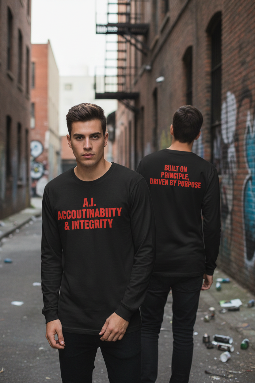 A.I. Accountability & Integrity Long Sleeve Tee – Black/Red